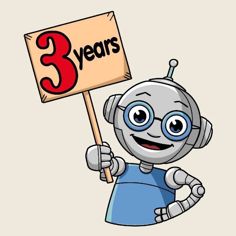 Trois ans du troisième anniversaire d’un petit robot