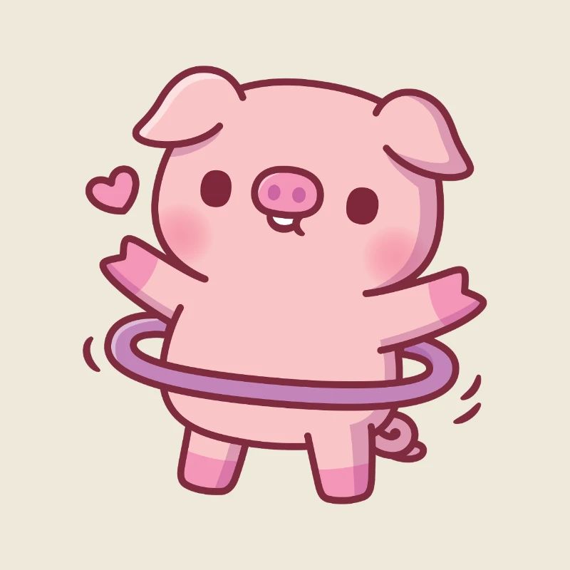 Cochon mignon avec cerceau