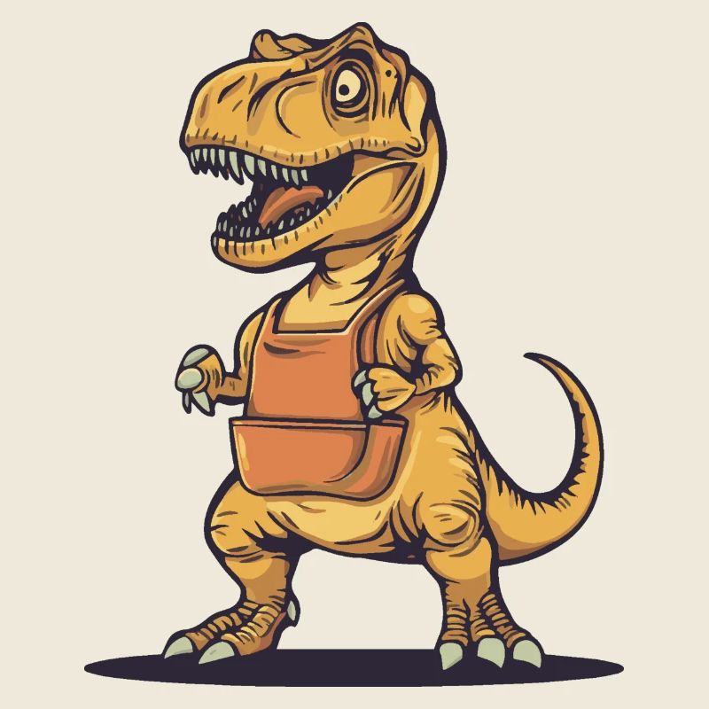 Humorvoller Dinosaurier mit Schürze
