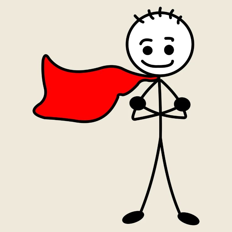 Heldenjunge mit rotem Umhang