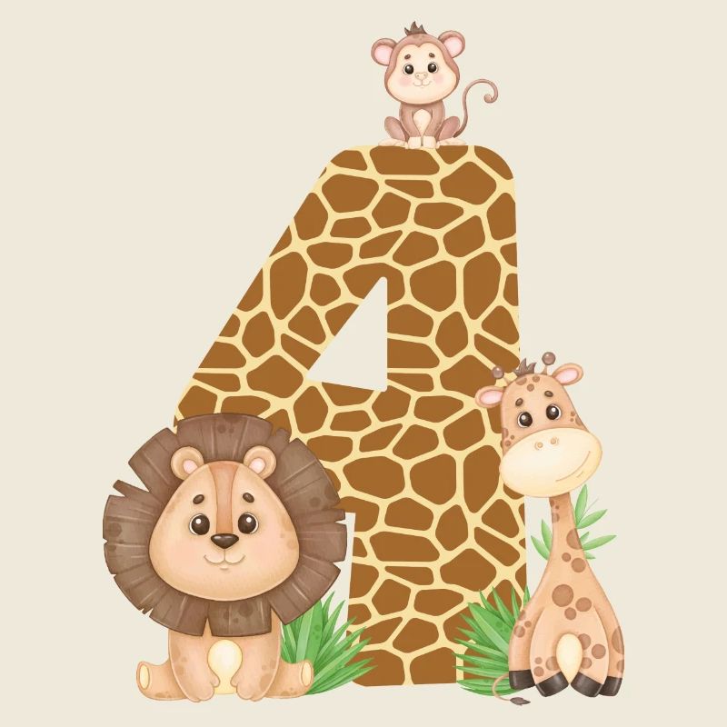 4. Geburtstag Dschungeltiere Giraffe Löwe Affe