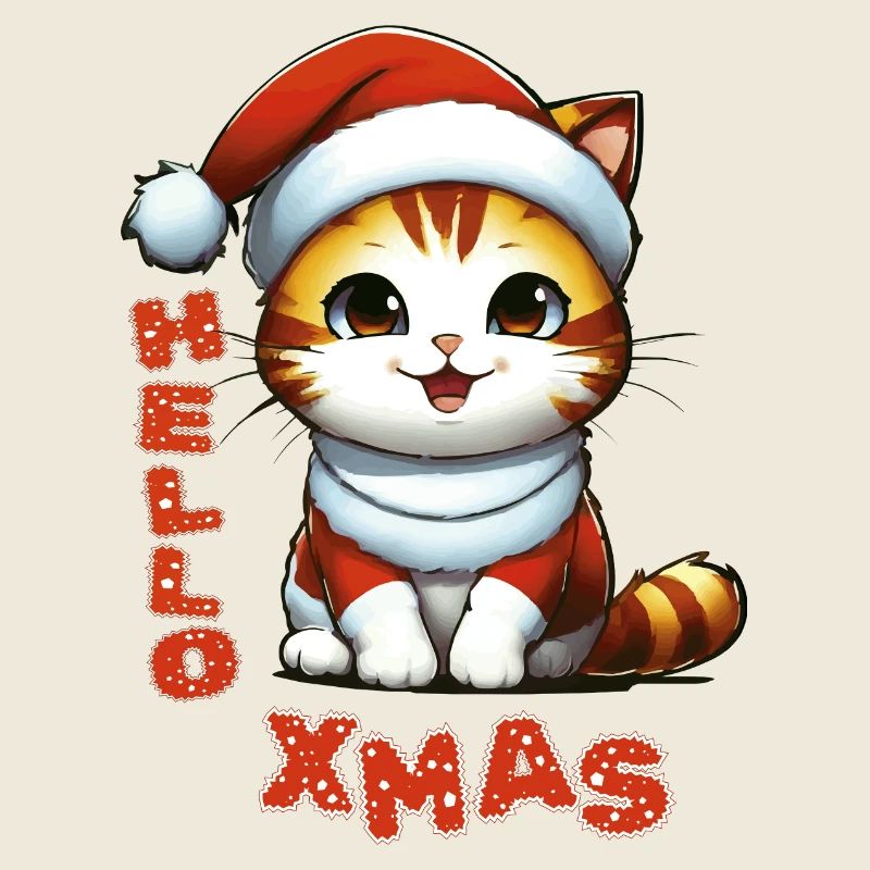 Hello Xmas - Mignon chat de Noël dans un costume de Père Noël