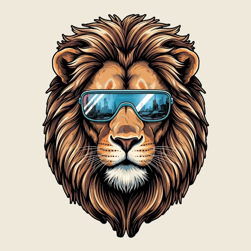 Lion avec lunettes de soleil