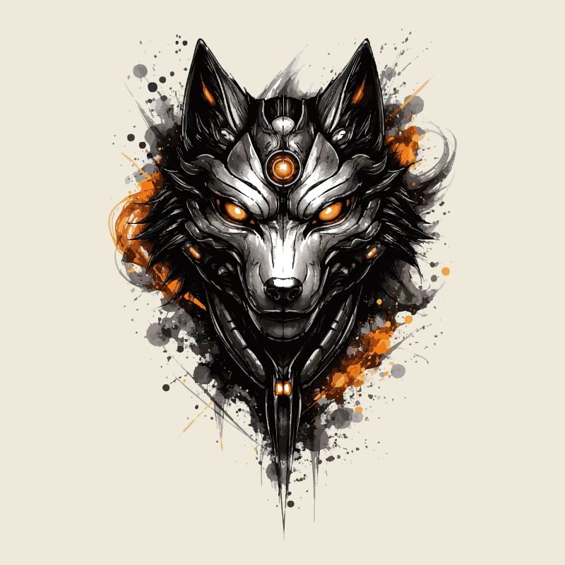 Cyber Wolf – Dunkles Krafttier Motiv