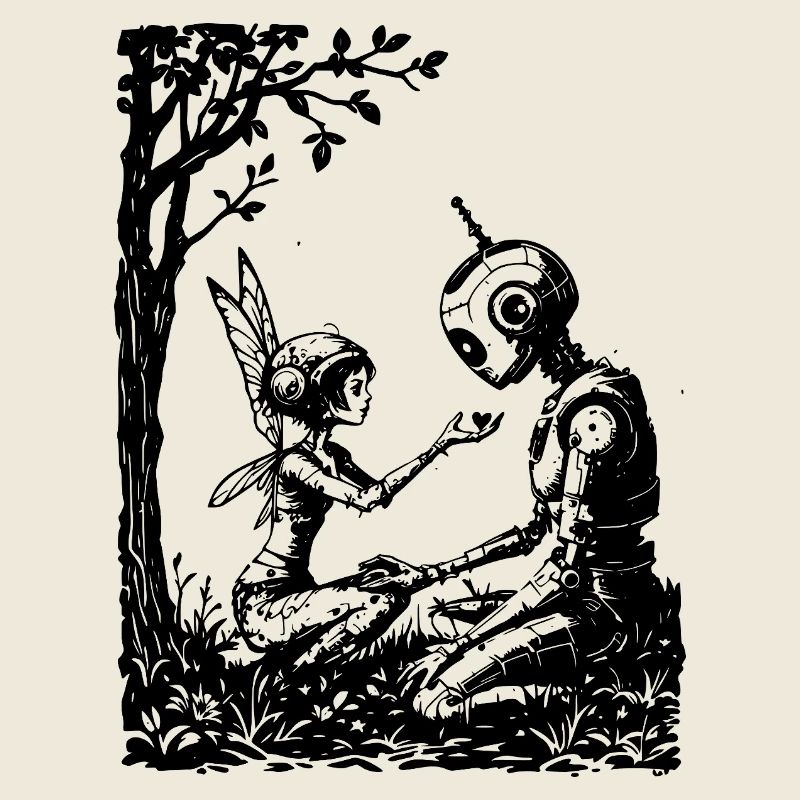Fee repariert einen Roboter