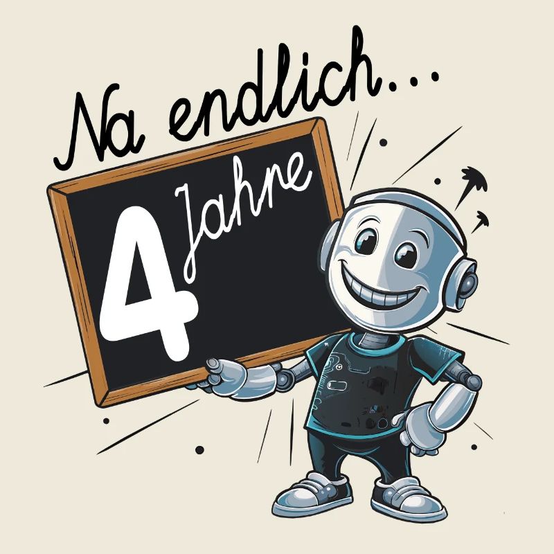 vierter Geburtstag, 4. Geburtstag kleiner Roboter