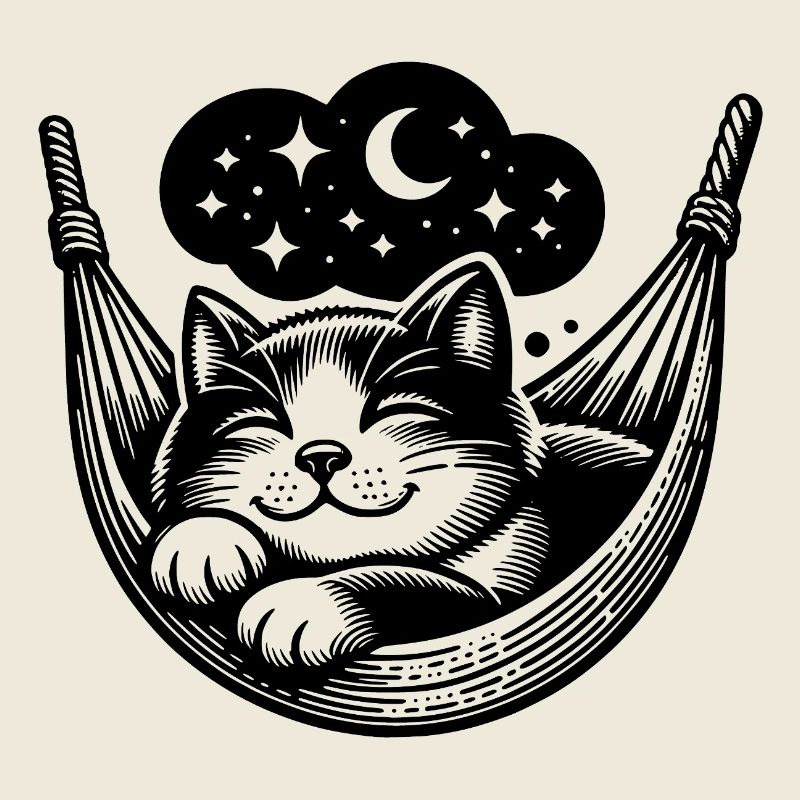Kleine schlafende Katze in Hängematte