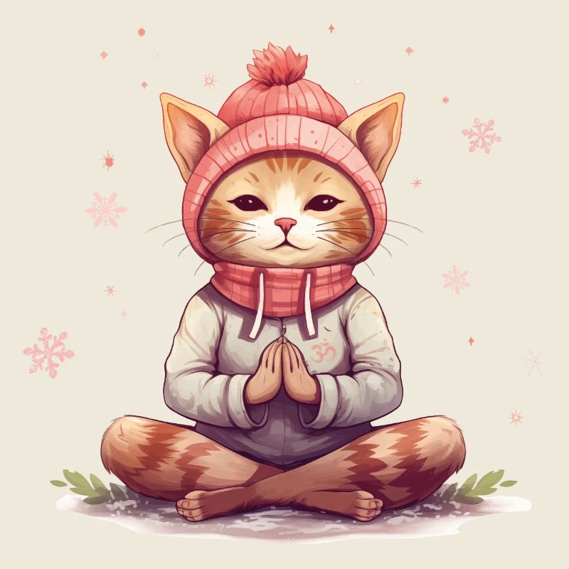 Yoga Shirt / Katze Lotussitz Illustration