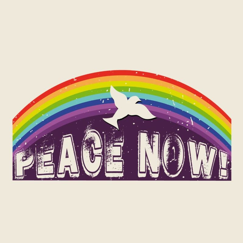 PEACE NOW with dove of peace