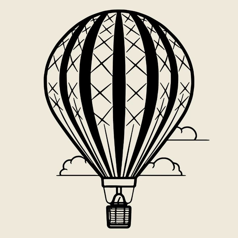 Geometric Hot Air Balloon Cloud Ship