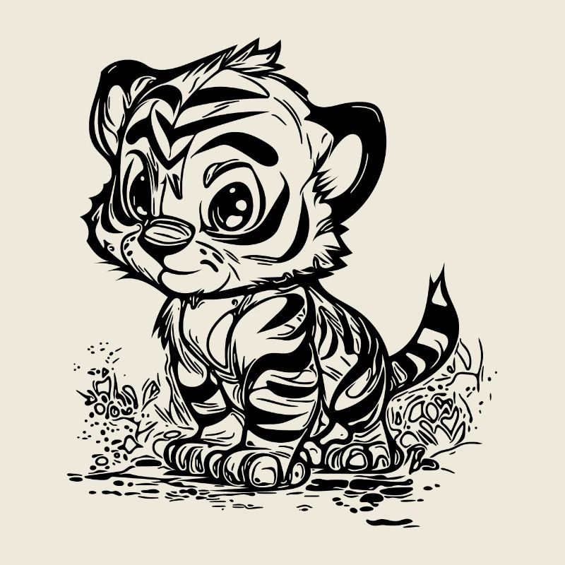 Süsser kleiner Tiger mit putzigem Streifenmuster