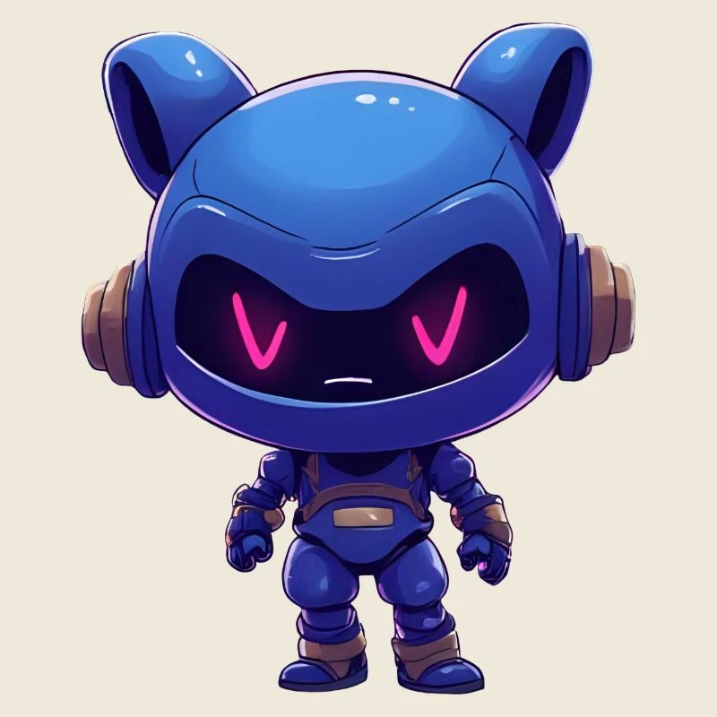 Neonblauer Roboterhelm