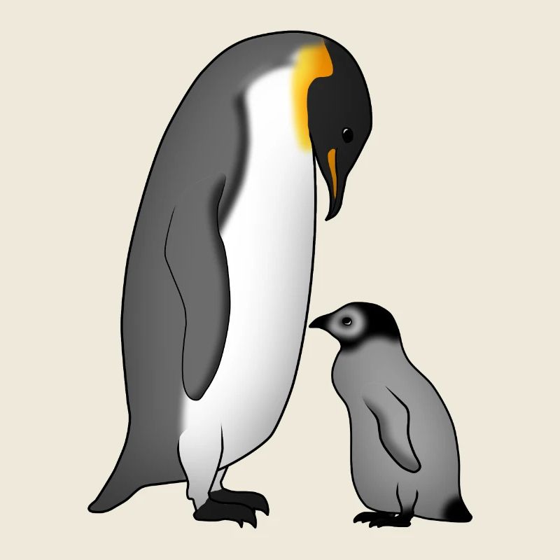 Manchot empereur avec bébé