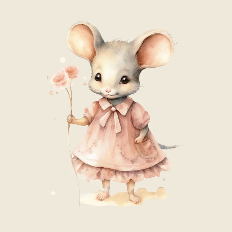 Baby Mouse Hand Painted, Watercolors