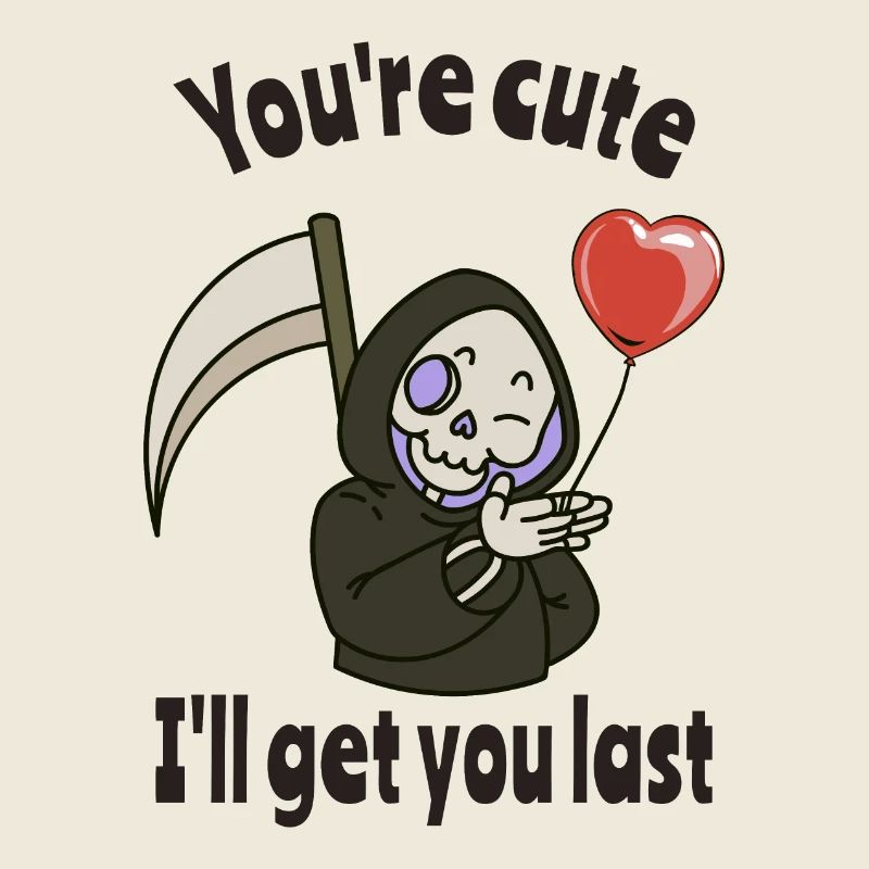 Süßer Sensenmann mit romantischem Herzen