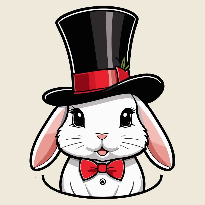 Hasenkopf mit Hut und Fliege