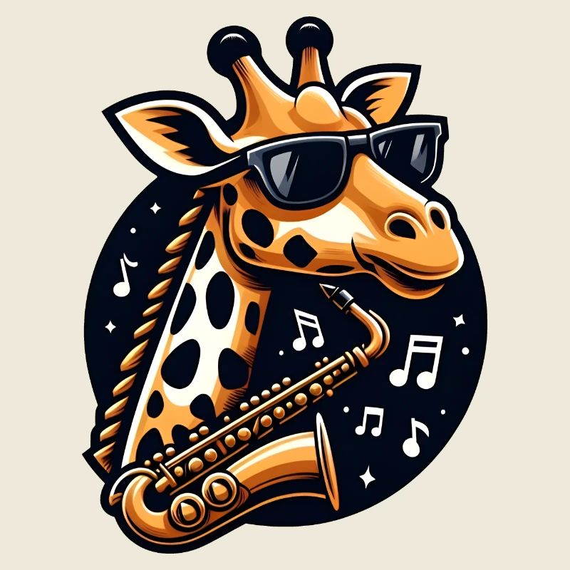 Giraffe mit Saxophon
