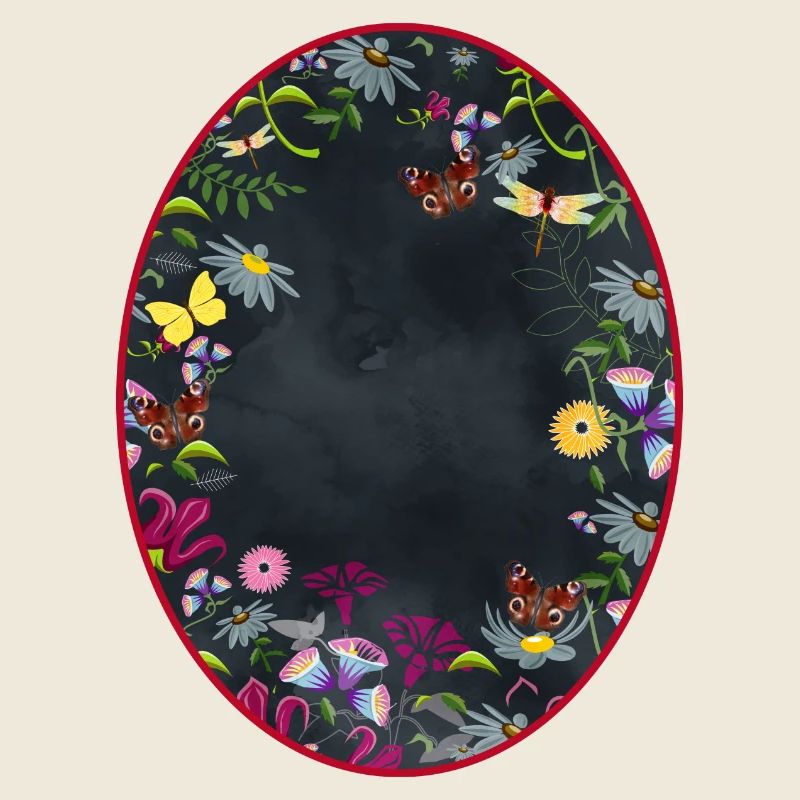 Ovaler Rahmen Garten mit schwarzen Hintergrund