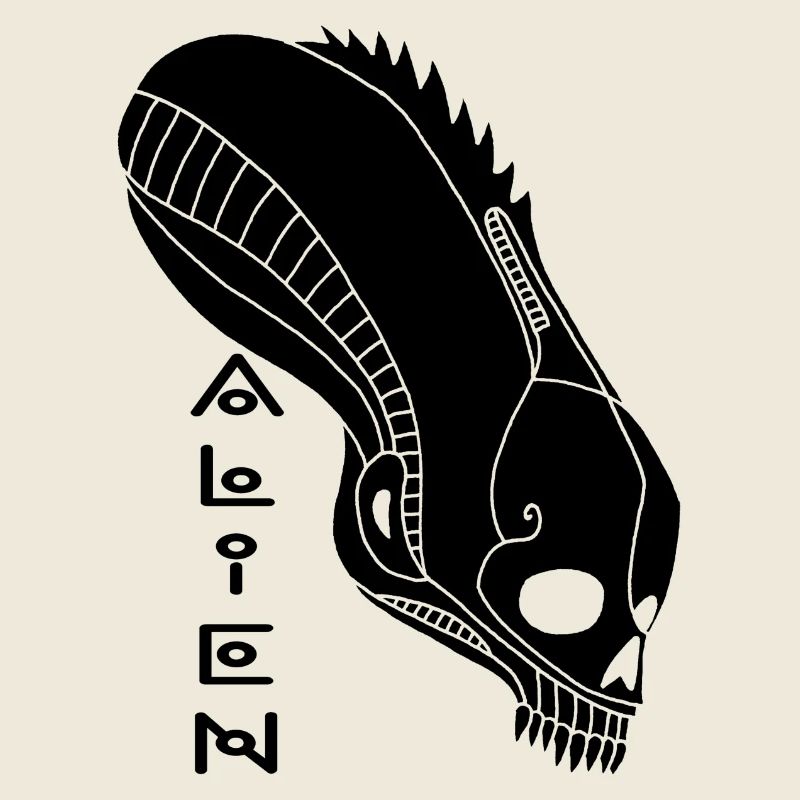 Schwarzer Alien-Schädel