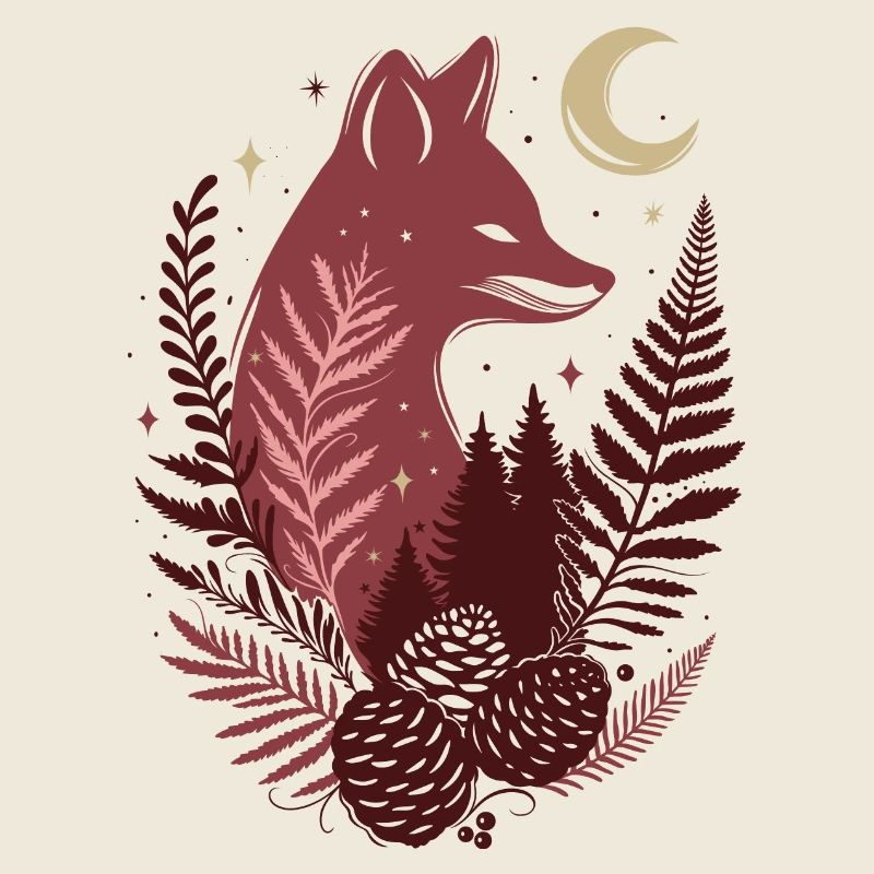 Mystical Fox in the Forest - Autumnal Nature Design
