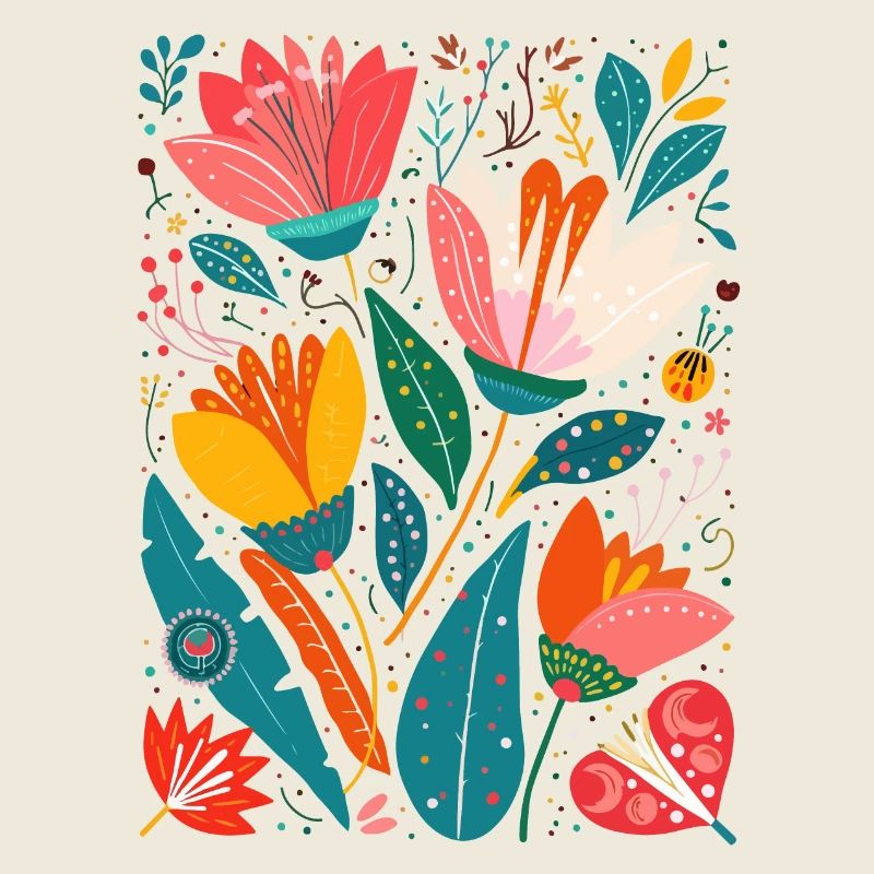 Otomi Floral Pattern Cultural Art
