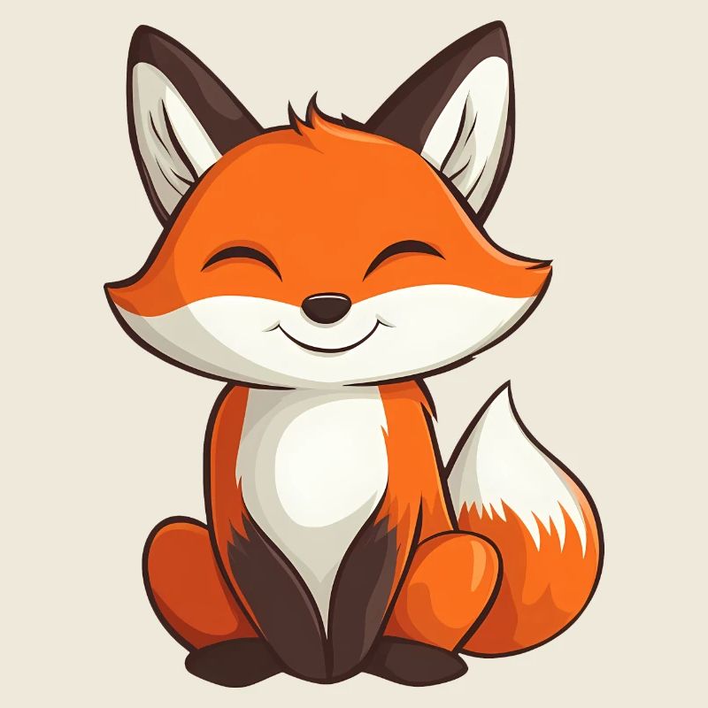 Renard mignon et heureux dans le style dessin animé