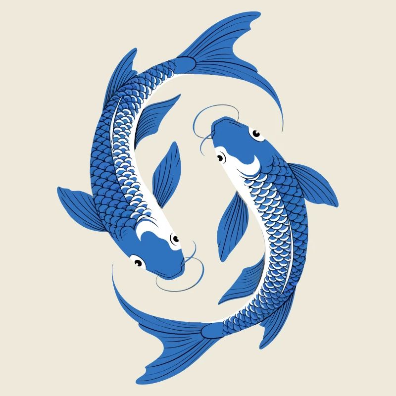 Blue Koi Circle Art