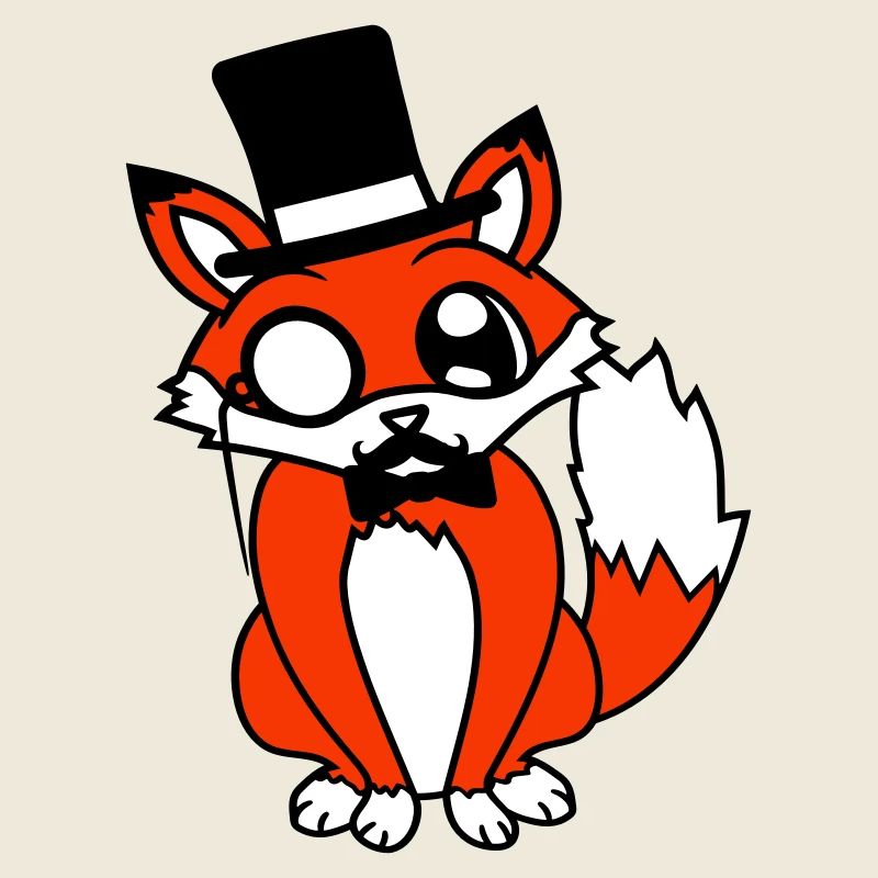 Fuchs Rotfuchs Sir Mr. Zylinder Hut Monokel Brille