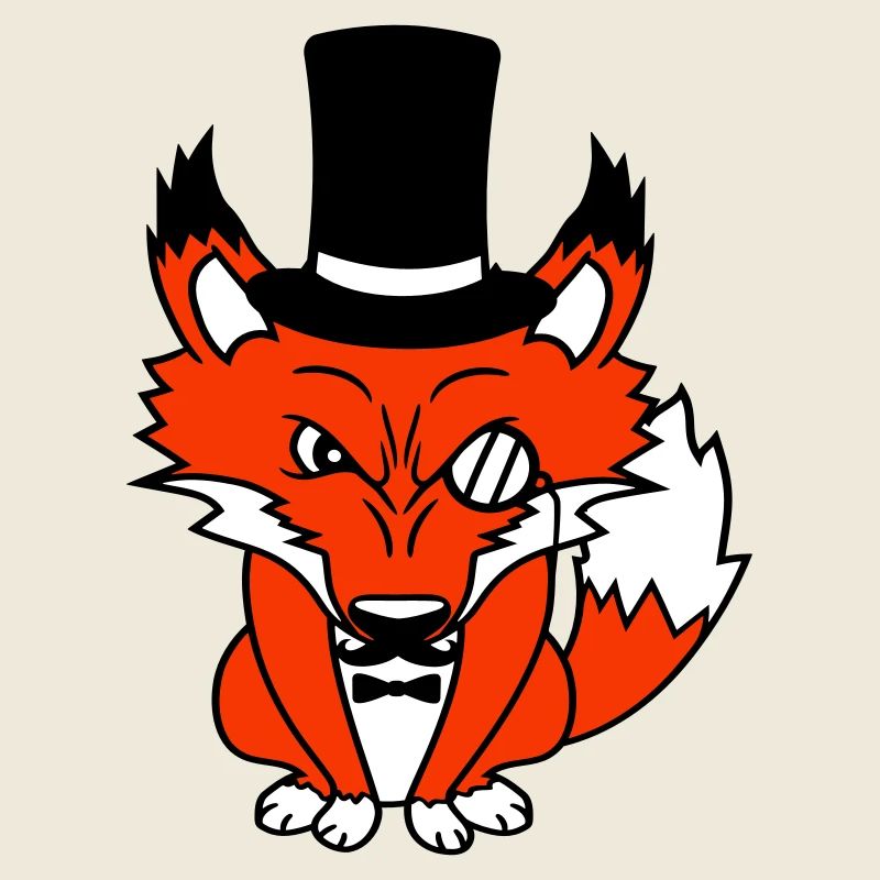 Fuchs Rotfuchs Sir Mr. Zylinder Hut Monokel Brille