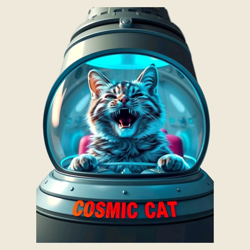Funny cat in a UFO ship