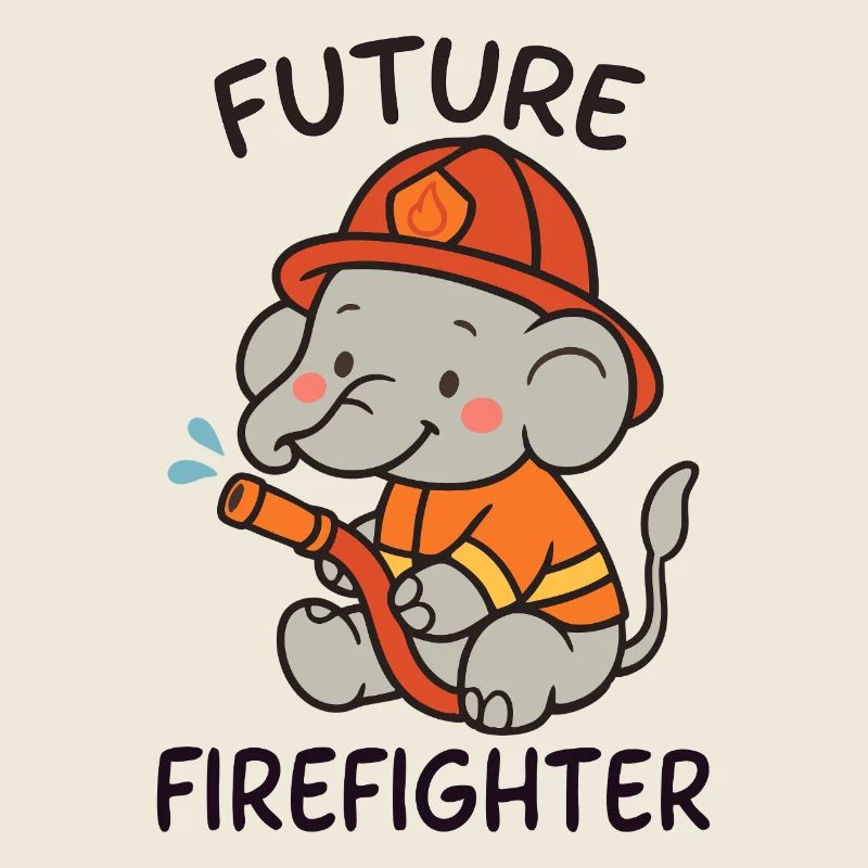 Cute Elephant Future Firefighter Kids fun