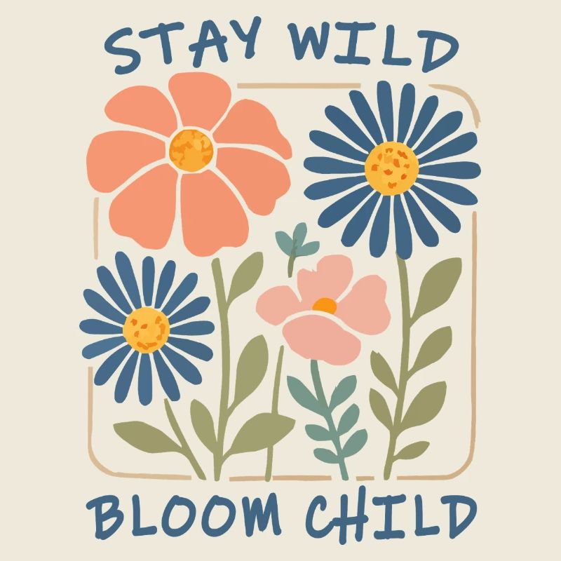 Stay Wild Bloom T-shirt Boho Floral Enfant