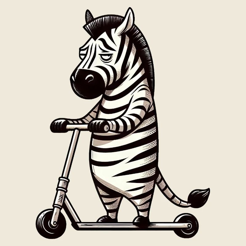 Witziges Zebra Roller Scooter Langeweile Cartoon