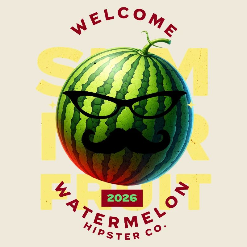 Hipster pastèque avec lunettes et moustache