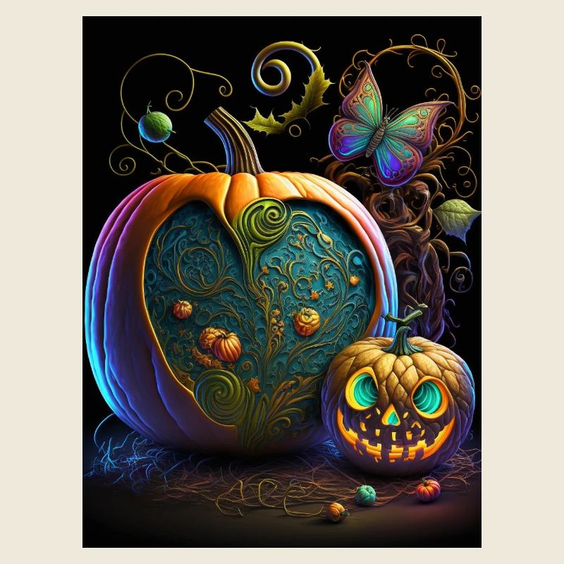 Bright Halloween pumpkins with pattern