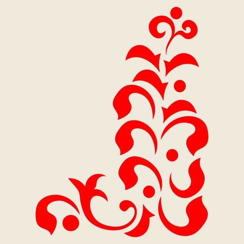 Rote Ornamentik auf Schwarz