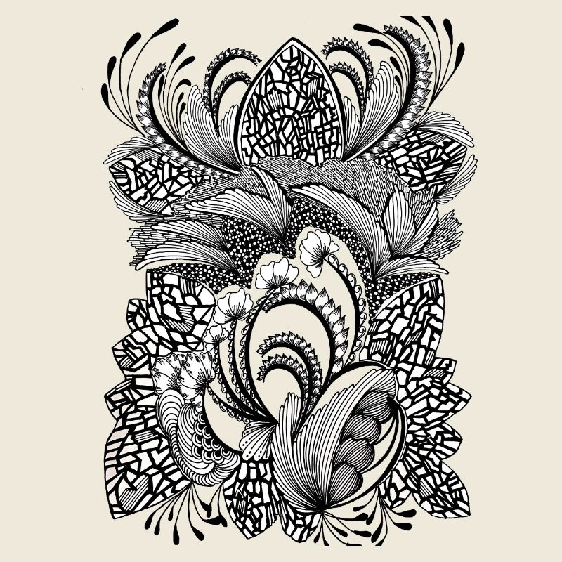 Black and white pattern flowers