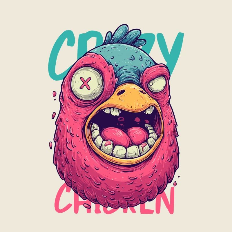 Crazy Chicken Cartoon Monster