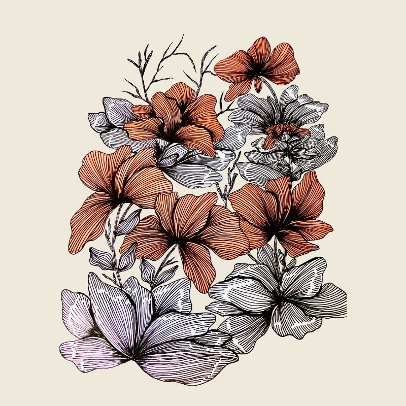 Lignes de fleurs brun gris – Design floral