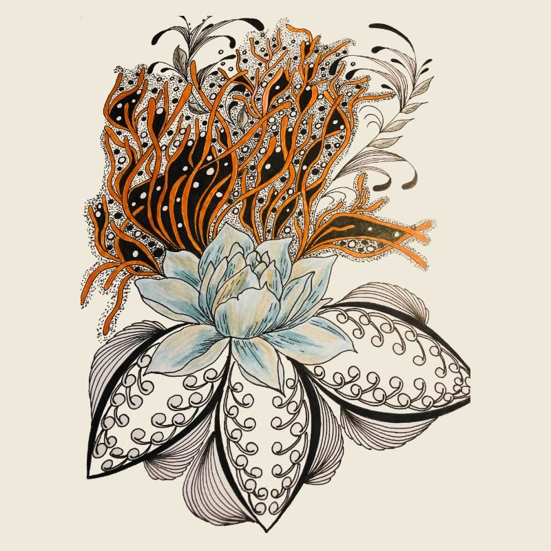 Coral Bloom with Lotus Lances