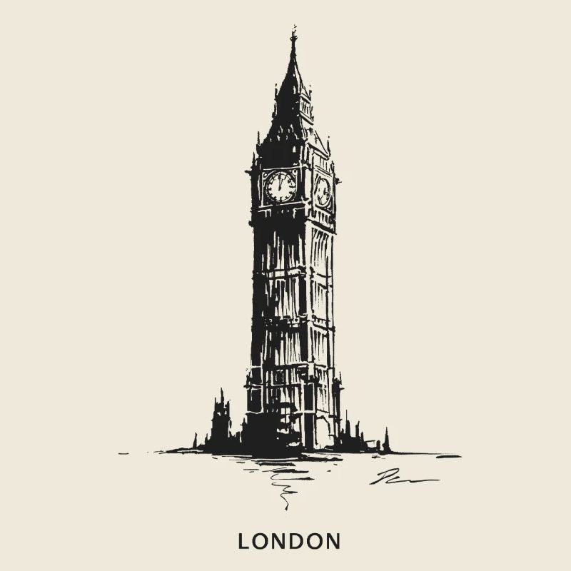 London Clock Tower Silhouette