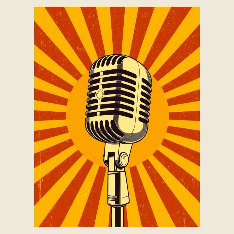 Classic Retro Microphone Glowing with Soulful