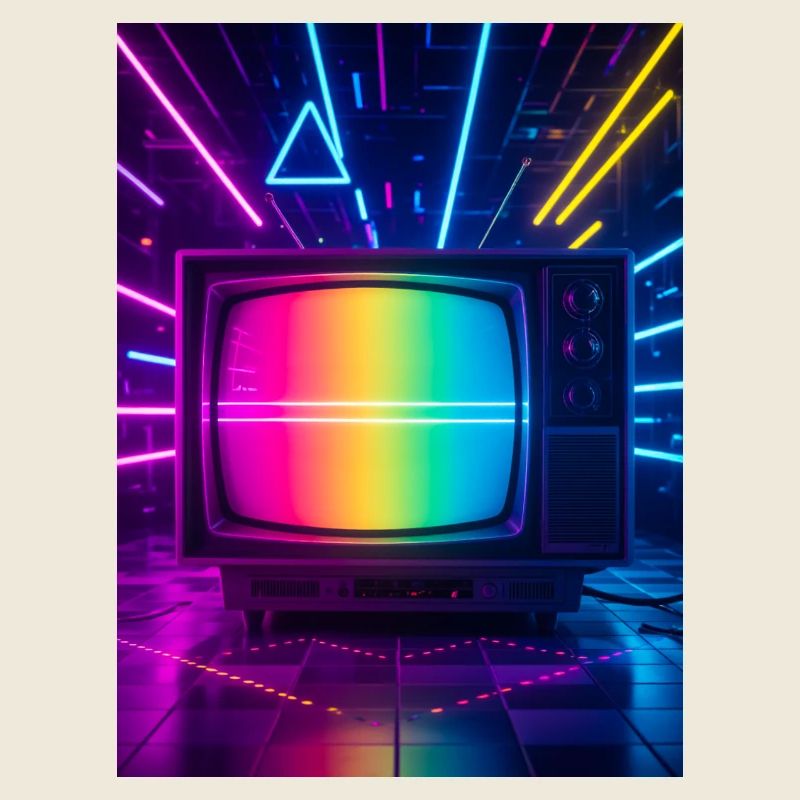 Retro-TV-Glitch – Neon-Achtziger-Leinwand