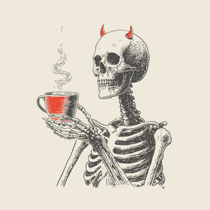 Teuflisches Kaffee-Skelett