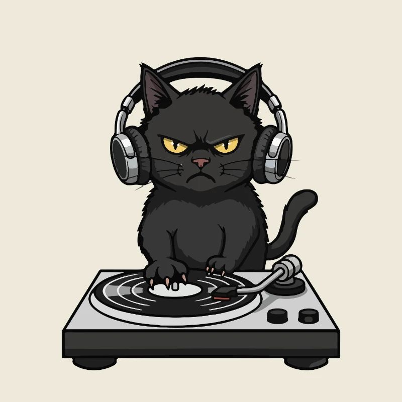 Turntable Cat Cat DJ Vinyl