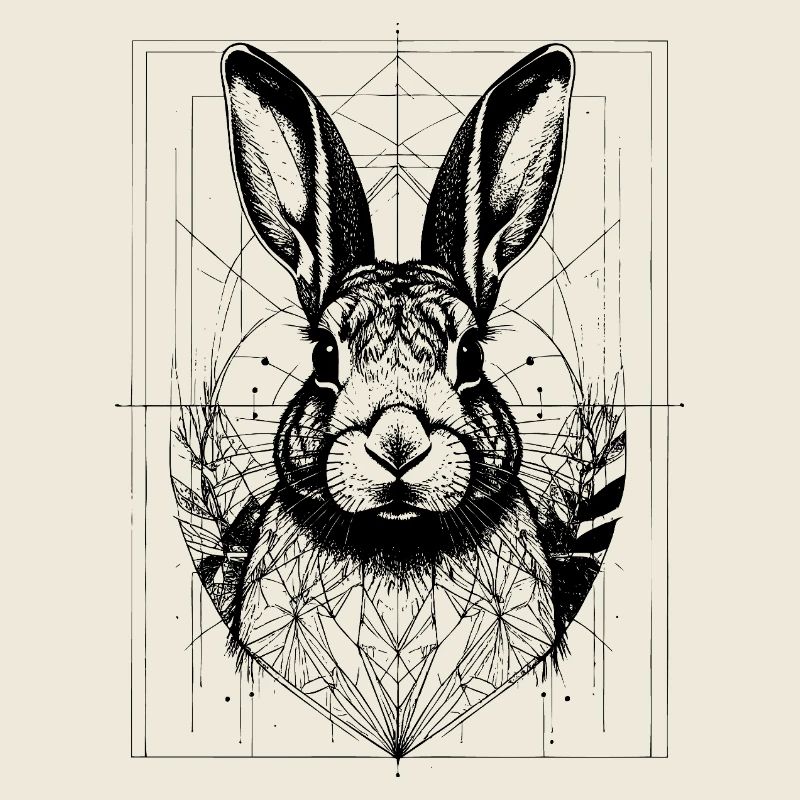Le lapin dans un cadre géométrique