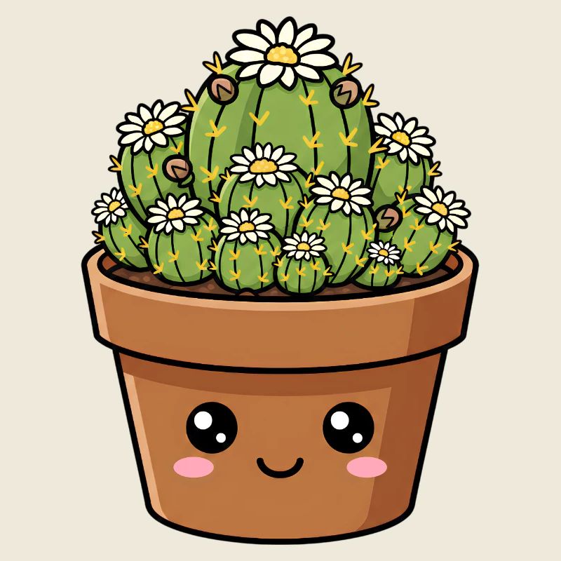 Kawaii Daisy Cactus Pot
