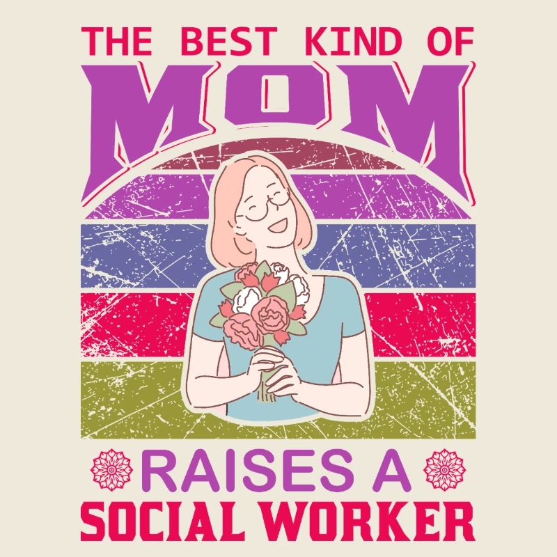 La meilleure maman lève un chandail d’assistante sociale