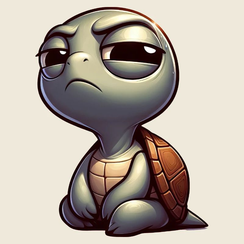 Funny cute skeptical cartoon turtle