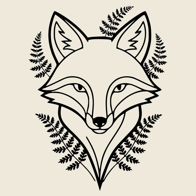 Fuchs Farn Blätter Lineart